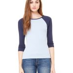 Bella + Canvas Ladies' Baby Rib 3/4-Sleeve Contrast Raglan T-Shirt
